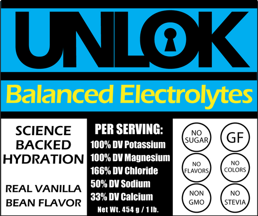 UNLOK | Balanced Electrolyte Hydration Powder | Real Vanilla | 0g Sugar | No Fake Flavors! | 454g Jar - 30 Servings